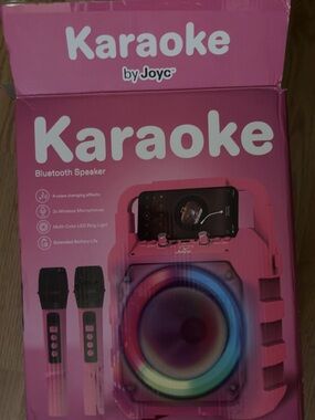 Pink Karaoke Bluetooth Speaker with Dual Wireless Microphones